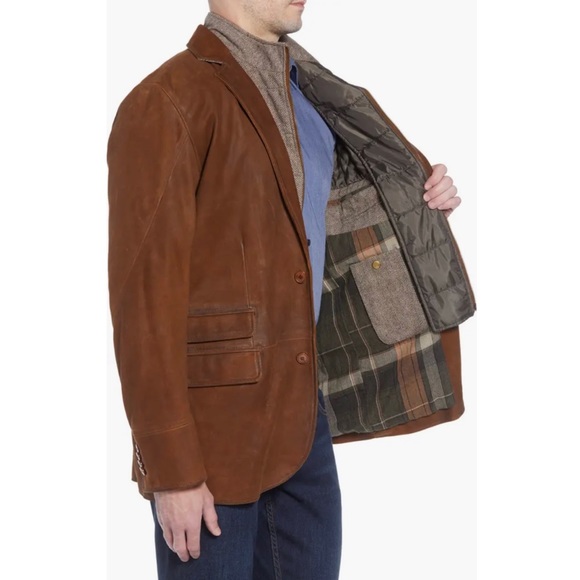 SOLD! FLYNT Distressed Leather Hybrid Coat Jacket Size 42R - Picture 2 of 16